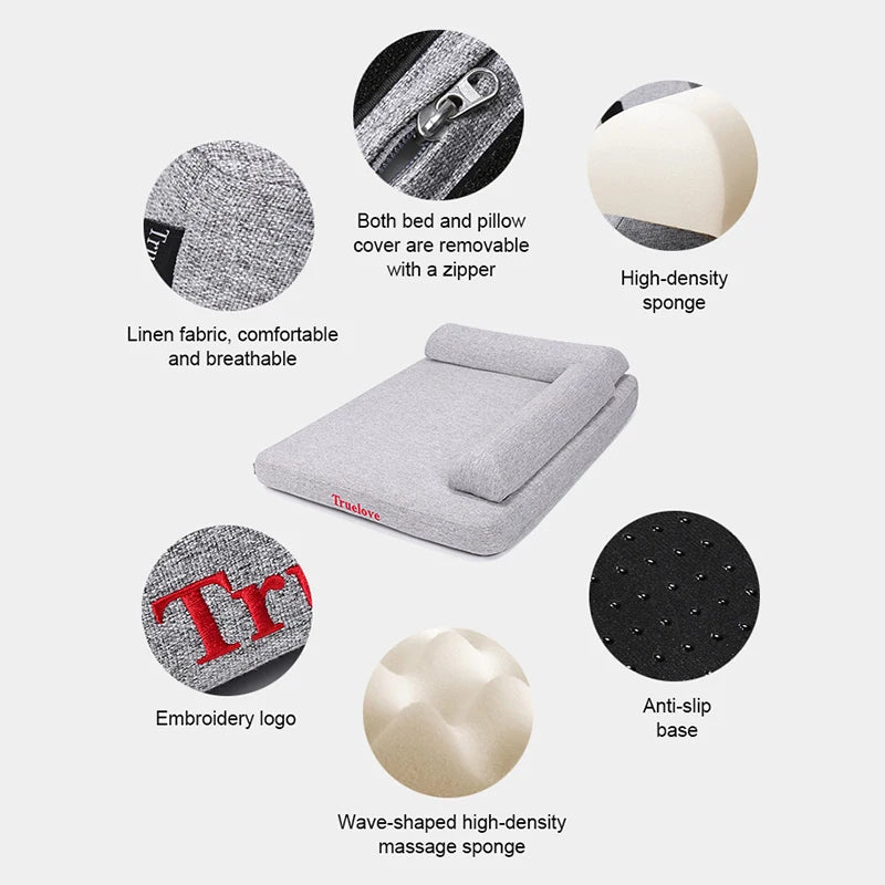 Truelove Pet Bed with Pillow Memory Foam Soft Comfortable Durable 100% Linen Fabric for Cat and Dogs Removable Washable TLX1211
