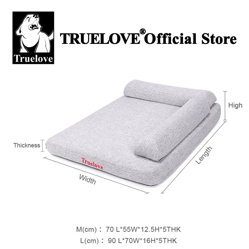 Truelove Pet Bed with Pillow Memory Foam Soft Comfortable Durable 100% Linen Fabric for Cat and Dogs Removable Washable TLX1211